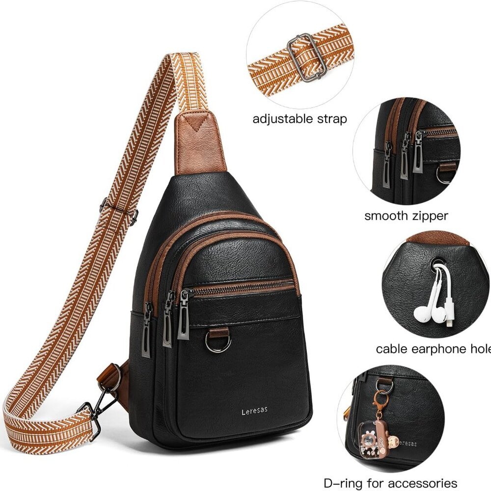 Comfortable Adjustable Vegan Leather Crossbody Ba… - image 5